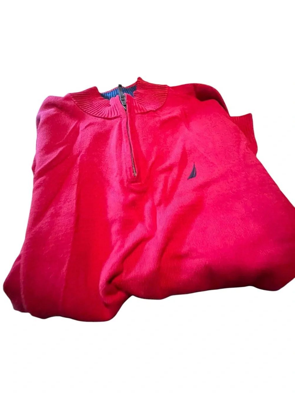 Nautica size XL Men's Red Quarter-Zip Sweater with Nautical Logo new with tags